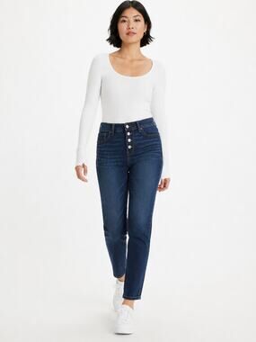 LR4403 Maurices Button Fly Skinny Jeans Womens 2 Regular Dark Wash Stretch Denim